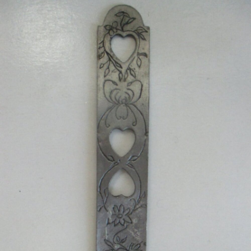 Metzke Pewter Hearts and Flowers Valentine etched metal ornament or decoration